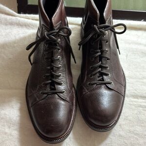 J&M 1850 Leather Ankle Boots Lace-Up Booties Brown Size 10.5M